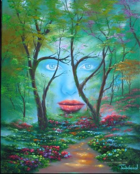  Fantasie Malerei - Fantasie Gesicht in Wald